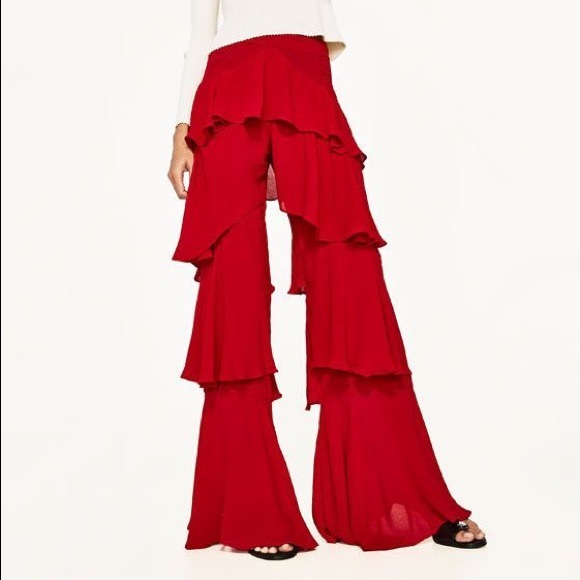 zara ruffle pants